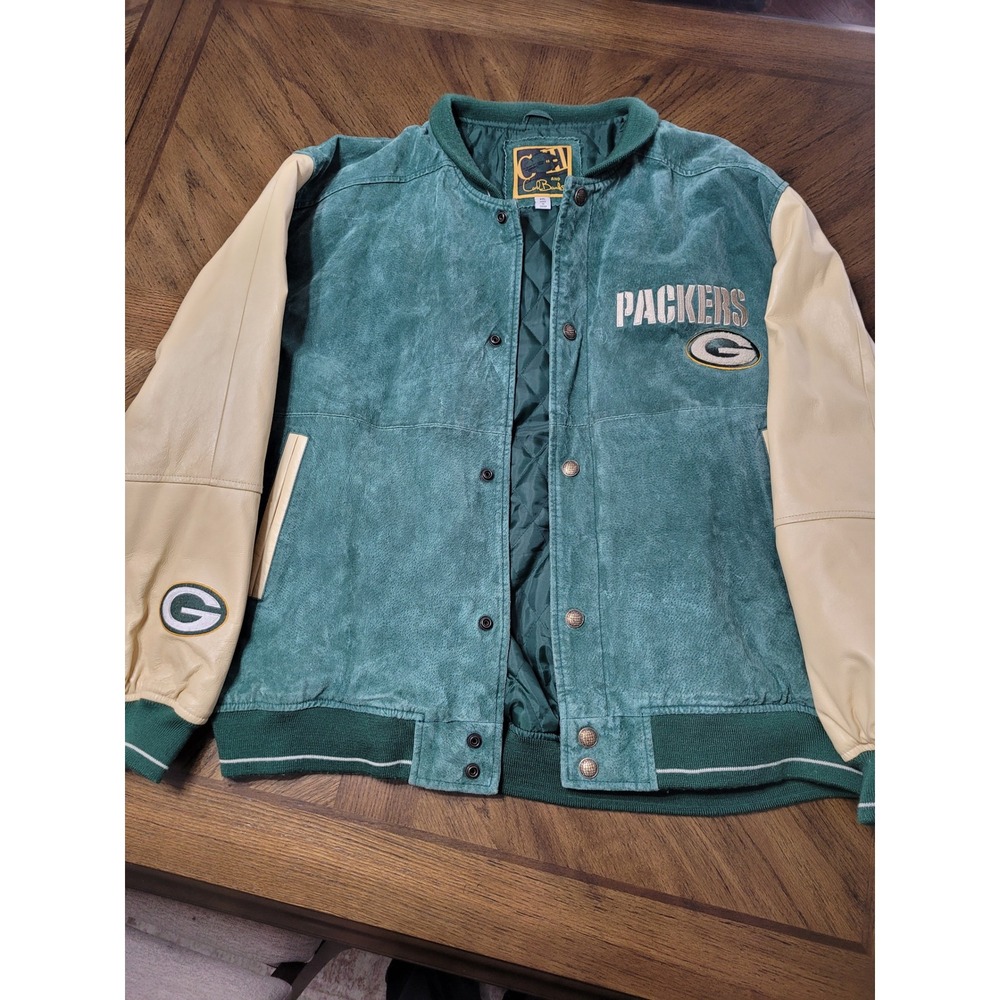 Carl Banks G-III Green Bay Packers Suede Leather‎ Varsity Jacket XXL NFL